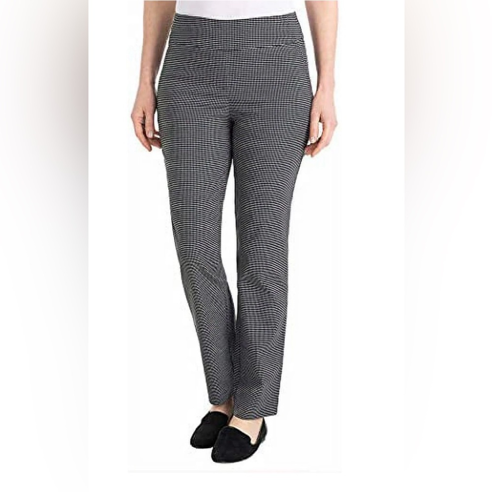 Hilary Radley black & cream check pull on pants size large